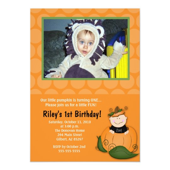 Little Pumpkin Halloween 5x7 Photo Birthday Card