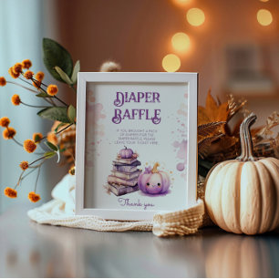 Little Pumpkin Halloween Baby Shower Diaper raffle Poster