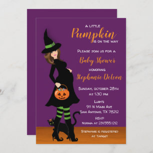 Little Pumpkin Halloween Baby Shower Invitation