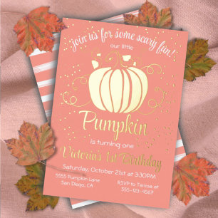 Little Pumpkin Halloween Birthday Gold Foil
