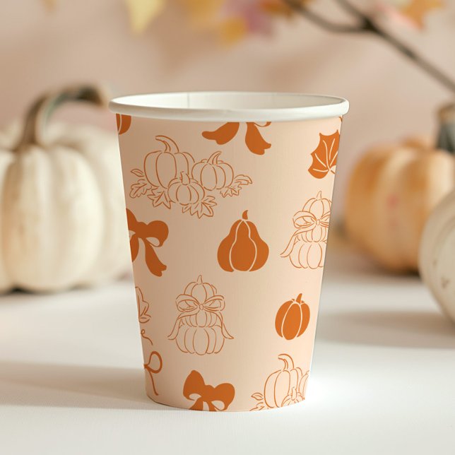 Little Pumpkin Handdrawn orange Baby shower Paper Cups (Creator Uploaded)