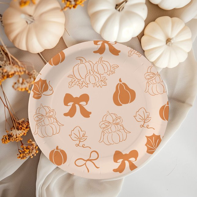 Little Pumpkin Handdrawn orange Baby shower Paper Plate (Creator Uploaded)