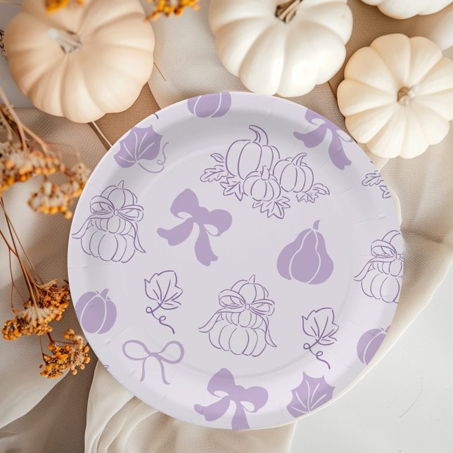 Little Pumpkin Handdrawn Purple Baby shower Paper Plate (Creator Uploaded)