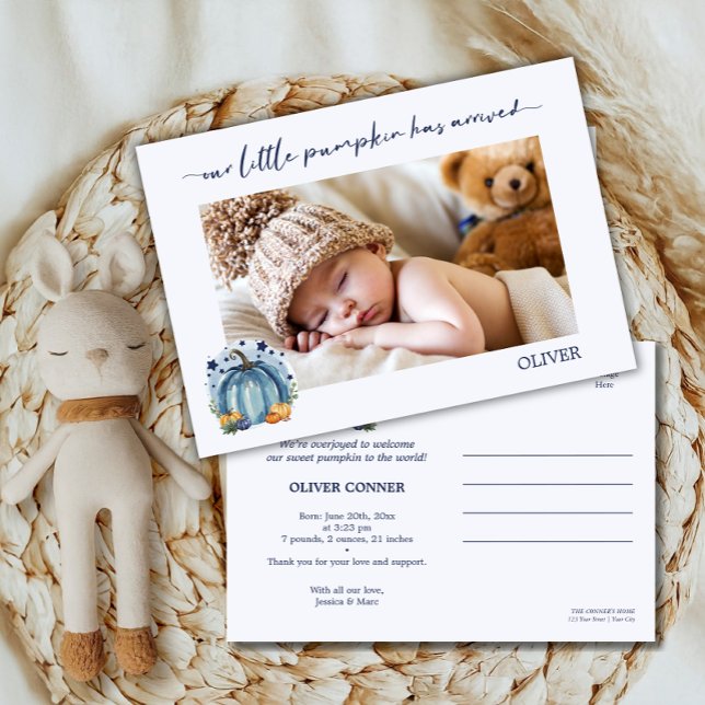 Little Pumpkin Has Arrived Baby Boy Announcement (Creator Uploaded)