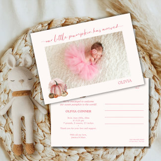 Little Pumpkin Has Arrived Fall Baby Announcement