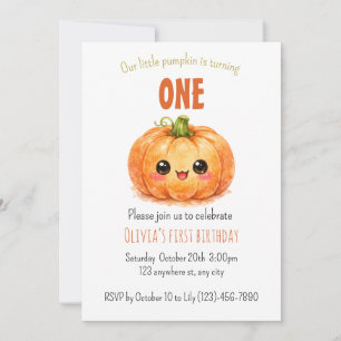 Little pumpkin invitation for birthday party