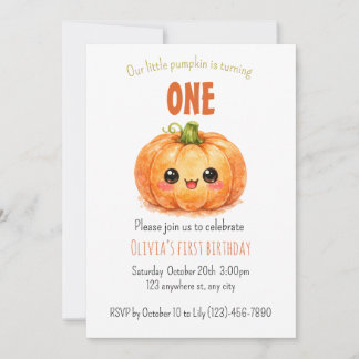 Little pumpkin invitation for birthday party