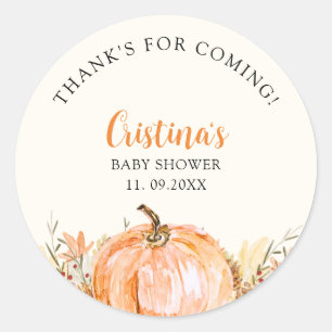 Little Pumpkin is Coming Baby Shower Classic Round Sticker