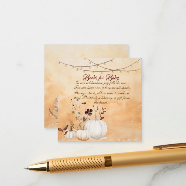 Little Pumpkin is on The Way Autumn Baby Shower Enclosure Card (Front/Back In Situ)