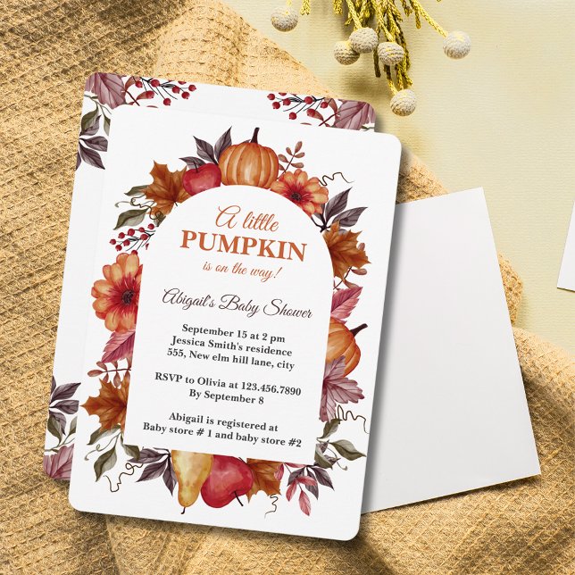 Little Pumpkin Is On The Way autumn baby Shower  Invitation (Creator Uploaded)