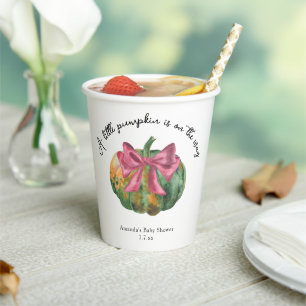 Little Pumpkin is on the way Autumn baby shower  Paper Cups