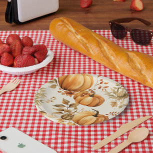 Little Pumpkin is on The Way Autumn Baby Shower Paper Plate