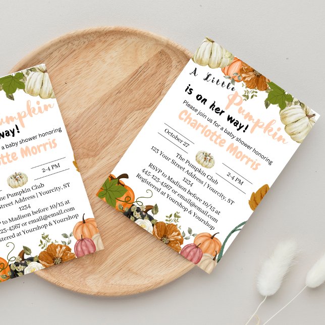 Little Pumpkin is on the Way Autumn Pumpkin Baby Invitation (Creator Uploaded)