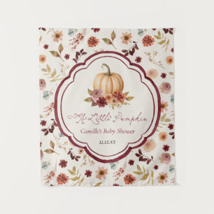 Little Pumpkin is on the way Baby Shower Backdrop Tapestry