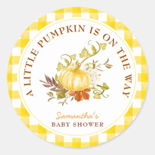 Little Pumpkin is on the way Baby Shower Classic Round Sticker