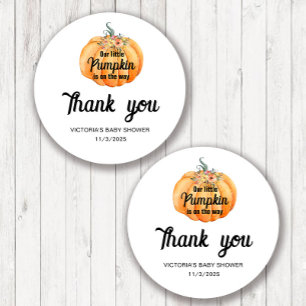Little Pumpkin is on the way Baby Shower  Classic Round Sticker