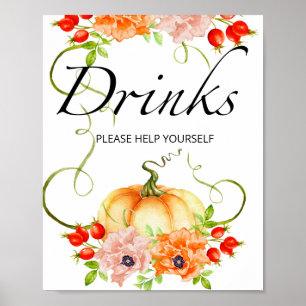 Little pumpkin is on the way baby shower drinks poster