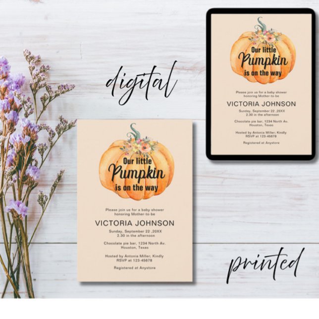 Little Pumpkin is on the way Baby Shower  Invitation (Creator Uploaded)