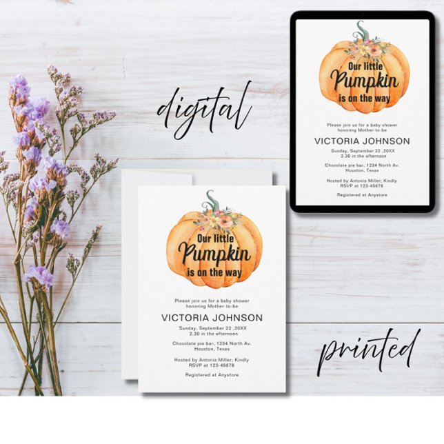 Little Pumpkin is on the way Baby Shower  Invitation (Creator Uploaded)