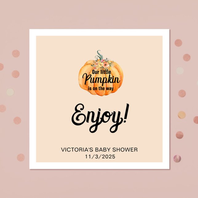 Little Pumpkin is on the way Baby Shower  Napkin (Creator Uploaded)