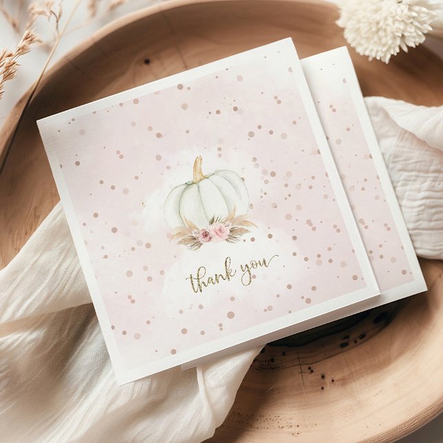 Little Pumpkin is on the way baby shower Napkin (Pumpkin baby shower napkins with autumn design and festive theme)