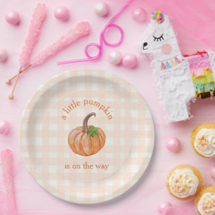 Little Pumpkin Is on the Way Baby Shower Paper Plate