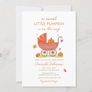 Little Pumpkin is on The Way Carriage Baby Shower Invitation