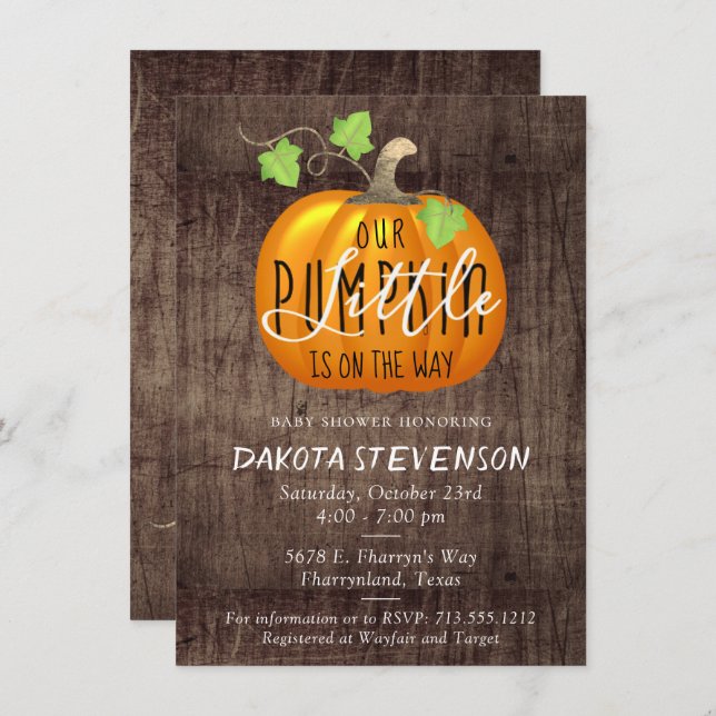 Little Pumpkin is on the Way | Cute Baby Shower Invitation (Front/Back)