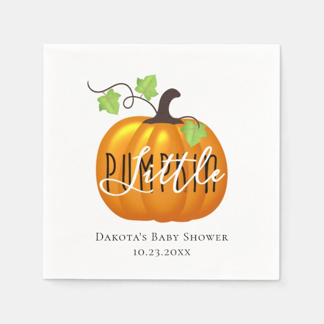 Little Pumpkin is on the Way | Cute Baby Shower Napkin (Front)