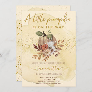 Little Pumpkin Is On The Way Fall Baby Shower Invitation