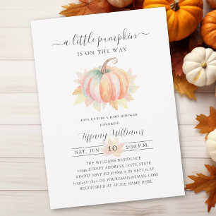 Little Pumpkin is On The Way Fall Baby Shower Invitation