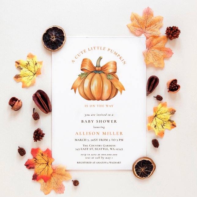 little pumpkin is on the way fall baby shower invitation (little pumpkin is on the way fall baby shower invitation)