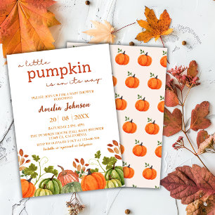 Little Pumpkin is on the way Fall Baby Shower  Invitation