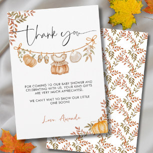 Little Pumpkin is on the Way Fall Baby Shower Thank You Card