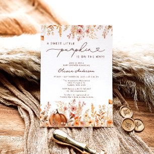 Little Pumpkin is on the Way Floral Baby Shower Invitation