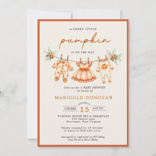 Little Pumpkin is on the Way Gingham Baby Shower  Invitation