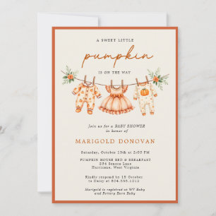 Little Pumpkin is on the Way Gingham Baby Shower  Invitation
