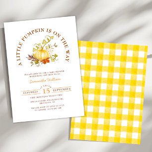 Little Pumpkin is on the way Gingham Plaid Invitation
