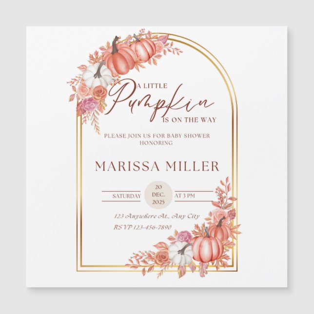 Little Pumpkin Is On the Way Invitation  (Front)