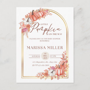 Little Pumpkin Is On the Way Invitation Postcard