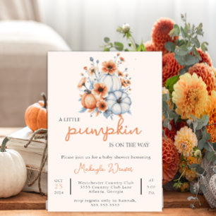  Little Pumpkin is On the Way modern Baby Shower Invitation