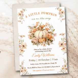 Little Pumpkin Is On The Way Neutral Baby Shower Invitation