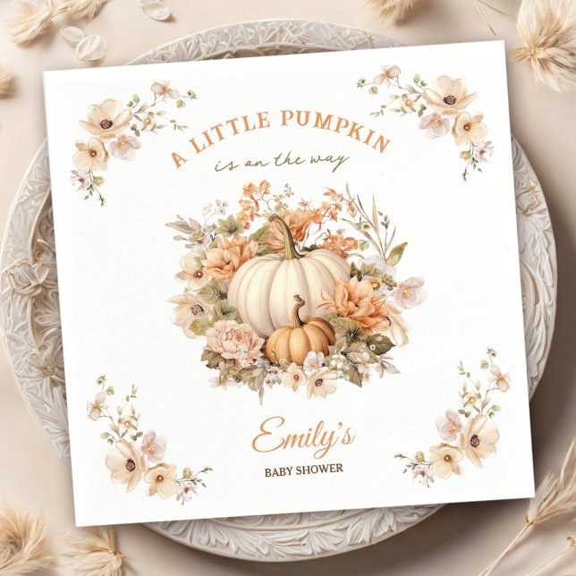 Little Pumpkin Is On The Way Neutral Baby Shower Napkin (Little Pumpkin Is On The Way Neutral Baby Shower Napkins)