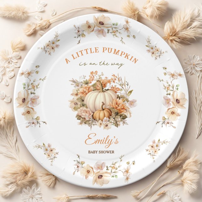 Little Pumpkin Is On The Way Neutral Baby Shower Paper Plate (Little Pumpkin Is On The Way Neutral Baby Shower Paper Plates)