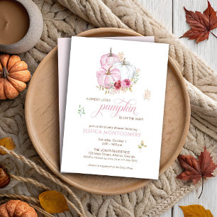 Little Pumpkin is On the Way Pink Baby Shower Invitation