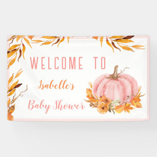 Little Pumpkin Is On The Way Pink Welcome Banner