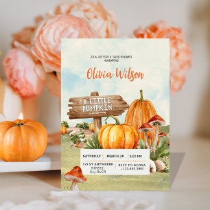 Little Pumpkin Is On The Way Rustic baby shower Invitation
