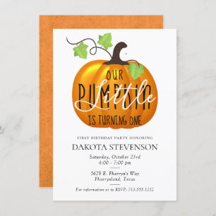 Little Pumpkin is Turning One   Birthday Party Invitation