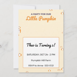 Little Pumpkin Kids Halloween Birthday Invitation