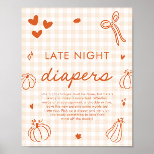 Little Pumpkin Late Night Diapers Baby Shower Game Poster